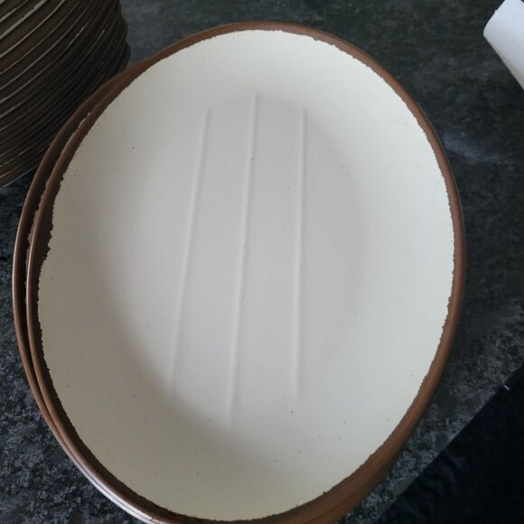 Melamine Restaurant Ware Plates Bowls Appetizer Sauce Dish Brown Cream 10 of eac - Picture 5 of 16